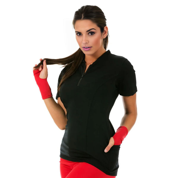 InstantFigure Cycling Compression Solid Zip Up Bike Top AWT028