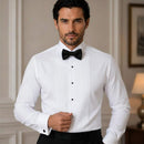 Insta Slim Tuxedo Shirt with Bow Tie – Laydown Pleated Collar 155486