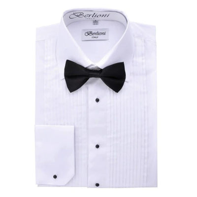 Insta Slim Tuxedo Shirt with Bow Tie – Laydown Pleated Collar 155486