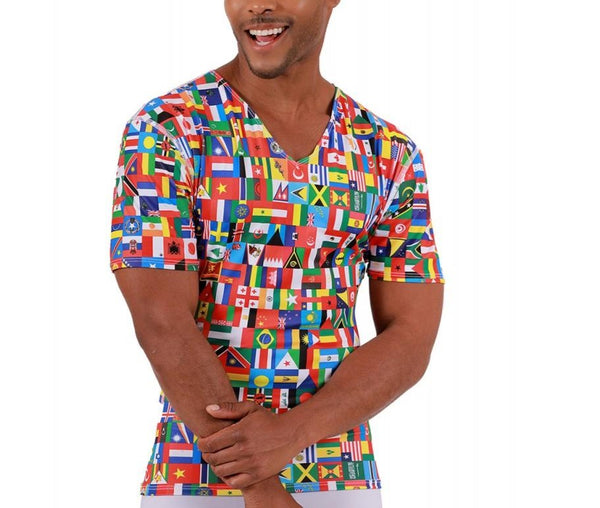 Insta Slim Big & Tall Flags Activewear Short Sleeve V-Neck 5VAT001BT, Roswell, New Mexico, NM