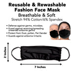 3PK Unisex Mask Black Fully Lined Reusable Cotton Face Mask 168M2183, Los Angeles, California, CA