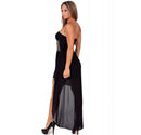 Short Strapless Dress with Long Chiffon Overlay 153134