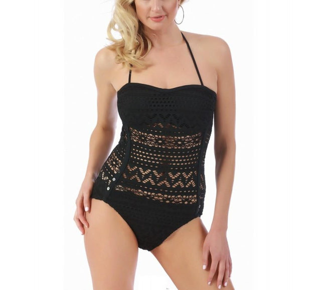 Brazilian Style 1PC Swimsuit W/ Crochet Bodice & Cheeky Bottom 153171