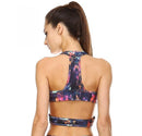 Activewear Printed Sports Bra with Side Cutouts - 1531196