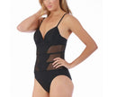 1PC Swimsuit with Mesh Cutouts and Cheeky Bikini Bottom 153714