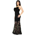 Long strapless lace dress with bow 153A15