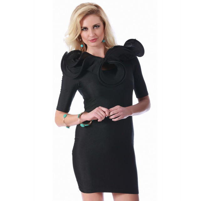 short flirty dress FLIRTY SHORT DRESS- PEONY Black
