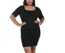 InstantFigure Curvy Short Dress with Square-neck and Short Sleeves 168027C