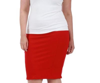 InstantFigure Curvy Plus Size Short Pencil Skirt W/Elastic Waist 168024C