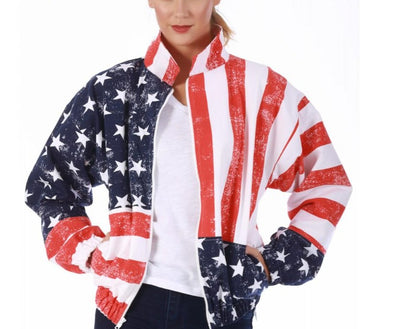 American Flag Print Unisex Zip-Up Jacket - 175709
