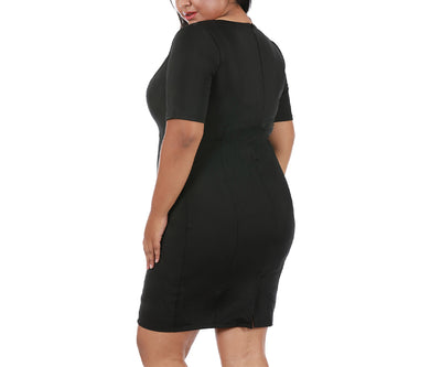 InstantFigure Curvy Short Slimming Dress W/Short Sleeves WDA027C