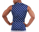 Insta Slim ISPro USA Camisa deportiva sin mangas con cuello en V alto y estrellas grandes y altas - 4VAT013BT