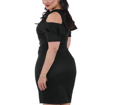 Curvy Plus Size Short Dress w/Cutoff Shoulder 3532017C