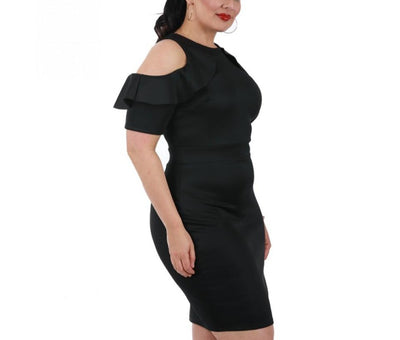 Curvy Short Dress w/Cutoff Shoulder 3532017C