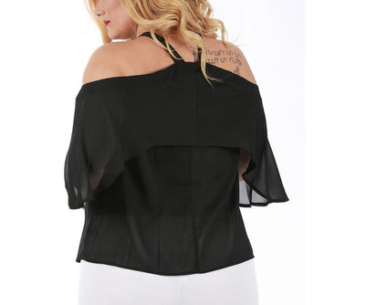 Curvy Plus Size Sheer Off-the-Shoulder blouse 3533330C