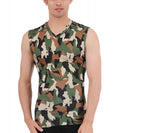Insta Slim ISPro USA Camisa deportiva de camuflaje grande y alta sin mangas con cuello en V alto - 3VAT013BT