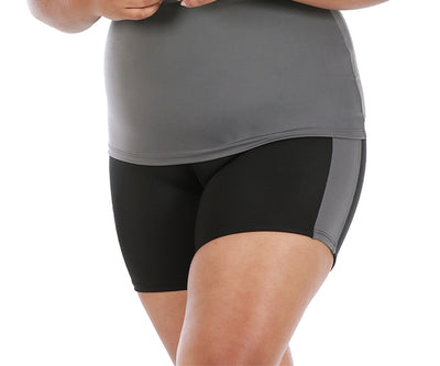 InstantFigure Curvy Plus Size Activewear Pantalones cortos de compresión con bloques de color AWS015C