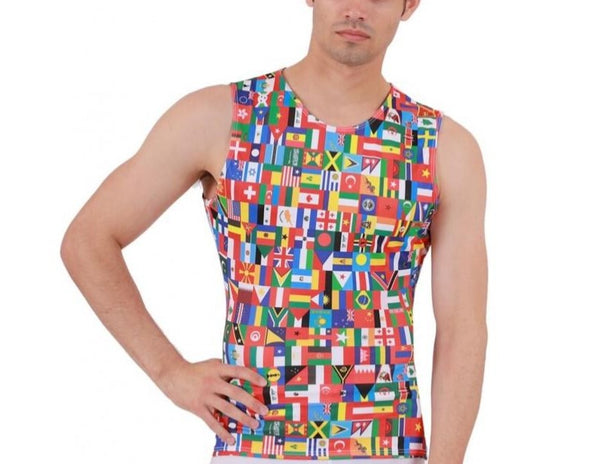 Insta Slim USA Flags Activewear Sleeveless Crew Neck 5TAT0N1, Logan Square, Chicago, IL