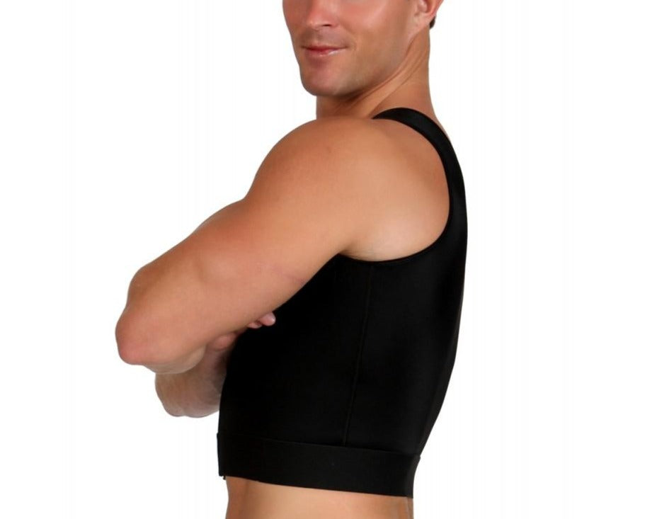 Men's Insta Slim MD309 Full Body Compression Open Crotch Zipper Bodysuit  (Black S)