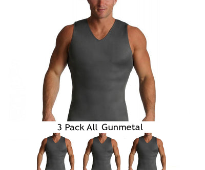 Paquete de 3 camisetas sin mangas Insta Slim ISPro USA Activewear con cuello en V VA00N3