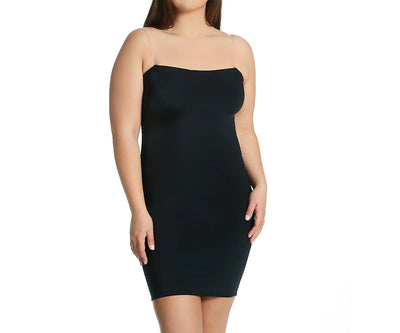 InstantFigure Shapewear Curvy Plus Size Tube Slip Dress with Detachable Clear Bra Straps WTS034C