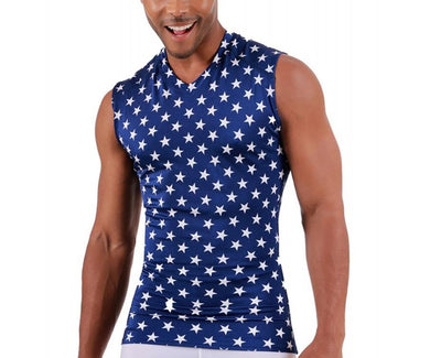 Insta Slim I.S.Pro USA Stars Activewear Sleeveless High V-Neck Shirt - 4VAT013